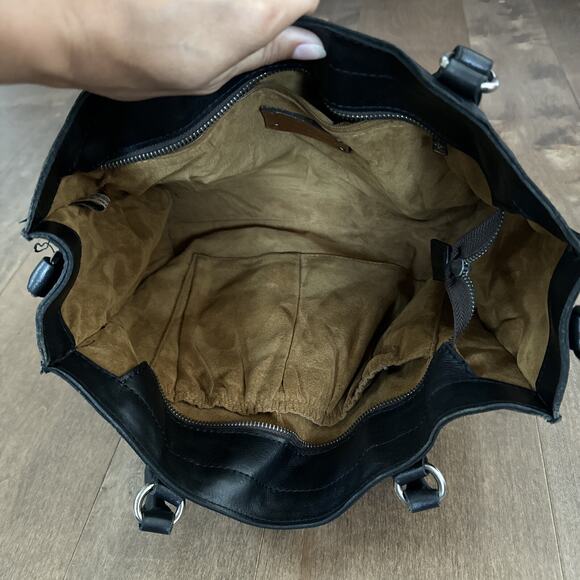 Patricia Nash Black Leather Tote – 12"x12", Silver/Gold Grommets, Shoulder Bag - Picture 4 of 4